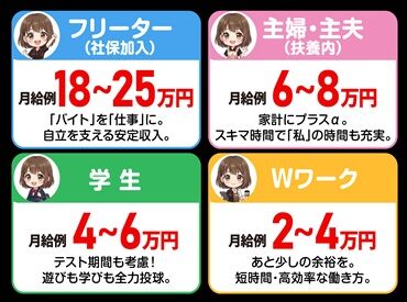 髪型・髪色・ネイルも応相談！
自分らしいスタイルでオシャレも楽しんで働ける☆
「今日の髪型キマってるね！」なんて会話も♪
