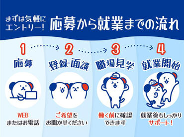 まずは登録だけでも大歓迎！
あなたに合う仕事を担当スタッフが探します♪
時間かけずにラクにスタート★