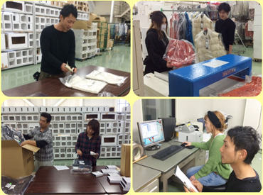 株式会社ラ・ヴィテス 海外から輸入されてきた洋服をハンガーに掛けたり、仕分けしたり♪様々な洋服に囲まれて働けるので、ワクワクしながらお仕事◎
