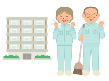 掃除道具は全てビルに設置してあるので、
手ぶら出勤でOK◎
外周清掃がなく、
「炎天下で掃除…」
なんて心配ありませんよ！