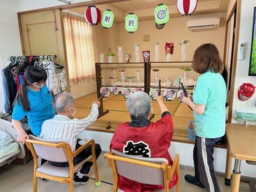 介護施設　ソレイユ悠喜園 まずは利用者さんと打ち解けて、仲良くなることから♪
今日の天気、体調、好きなこと・もの…会話を通して知っていきましょう★