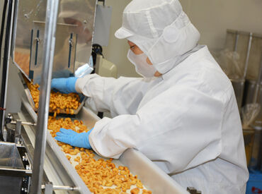 ＜こちらはナッツの検品作業の様子◎＞
原料や加工後のナッツに異物が混ざっていないか、
丁寧にチェックしていく作業です♪