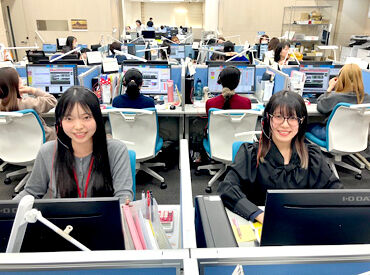 ＜在籍スタッフは、ほぼ100％女性！＞
助け合いながらお仕事をしています！
大人数だからこそ、相談もすぐにできる環境ですよ♪