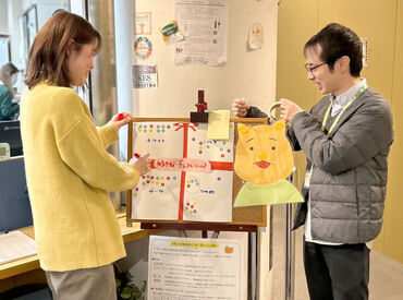 ／好きなチョコレートは??＼
季節に合わせた掲示物の作成を行うことも！
スタッフも楽しみながら作業をしています(*'▽')♪