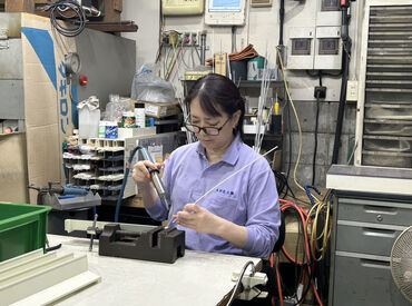 大日化工株式会社 モノづくりの楽しさを味わえる職場！
安心のサポート体制で、
やりがいをもってお仕事できます♪
