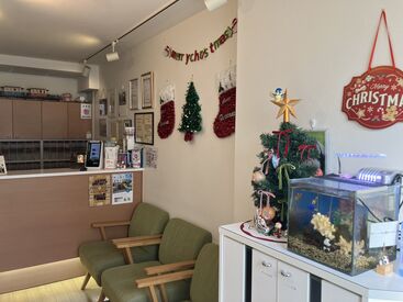 <店内はクリスマス仕様に...>
待合室は3席分の待機スペースですので、
忙しく対応する心配もございません!