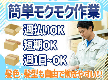 株式会社伸和スタッフ 未経験大歓迎！
特別な資格・スキル不問◎
初めてでも覚えやすいシンプル・モクモク作業★
