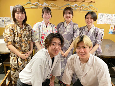板前料理　別館よしみ 敷居が高そうなイメージがありますが
そんなことはありません♪
学生スタッフも多数活躍中！
就活に役立つマナーも学べます◎