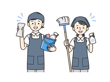 日常清掃がメイン♪
特別な経験や資格は不要です！
コツコツとキレイにしていくので、もくもく作業が好きな方にピッタリ◎