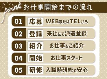 職場では30代スタッフが中心となって活躍中!
ブランクがある方も、丁寧なフォロー体制があるので
安心してスタートできます◎
