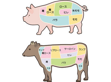 福岡食肉市場関連企業組合 働いているメンバーは【全員未経験】
お肉の部位や名称を覚えられたり、
部位ごとの切り方など習得できるんです♪