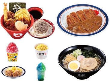 富士急ハイランド内の富士そば♪ハイランド 店限定メニューも有。わくわく雰囲気の中で 楽しく働きましょう！！