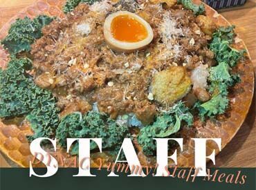 ↑↑
☆スタッフおすすめの賄い☆
5時間以上勤務⇒「賄い無料」
5時間未満⇒1食250円にて提供(希望者のみ)