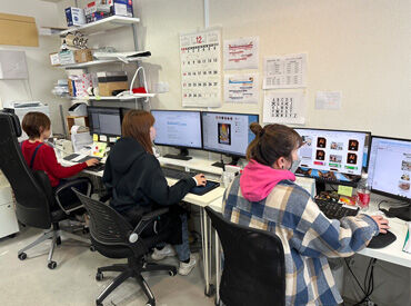 女性スタッフ多数活躍中！少人数なので集中して作業◎
分からないことは先輩にすぐ聞けて安心♪
冷暖房完備⇒快適な環境で作業OK