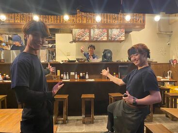 あぶり屋 かっちゃん ＼未経験者大歓迎／
愉快なメンバーが活躍中★
まかないは美味しい&食費も浮くから大好評◎