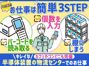 履歴書不要で面接OK◎
綺麗な倉庫内で働きませんか♪
未経験からも多数活躍中！
ライン作業などのオシゴトです◎
